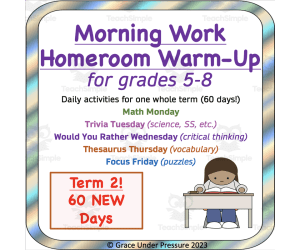 Term 2 Critical Thinking: Morning Work Warm-Ups: 60 More Days!