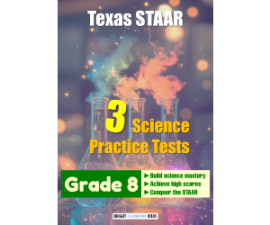 Texas STAAR Pack of 3 Science Practice Tests for Grade 8