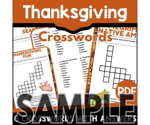 Thankgiving Crossword: 1 Page Sample (PDF)