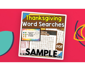 Thankgiving Word Searches: 1 Page Sample (PDF)