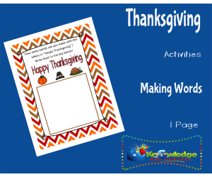 Thanksgiving Activities: Making Words