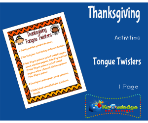 Thanksgiving Activities: Tongue Twisters
