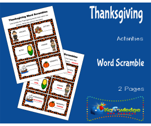 Thanksgiving Activities: Word Scrambles & Key
