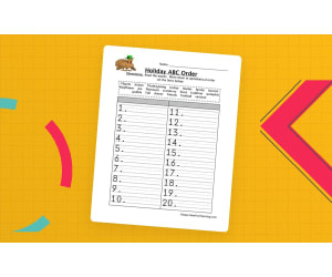 Thanksgiving Alphabetical Order Worksheet