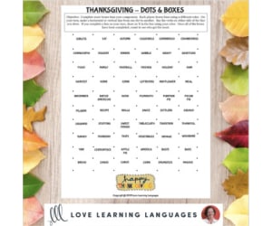 Thanksgiving Dots and Boxes Game