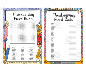 Thanksgiving Food Buds word search & scramble