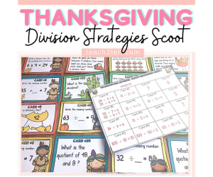 Thanksgiving Math Activities Division Task Cards Scoot