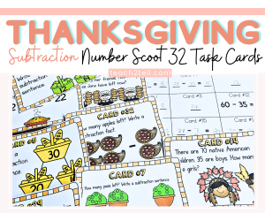 Thanksgiving Math Activity Subtraction Strategies Task Cards Centers