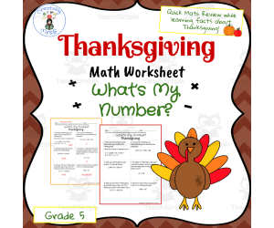 Thanksgiving Math Trivia Worksheet