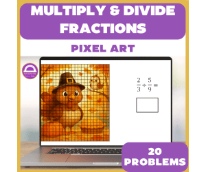 Thanksgiving Multiplying & Dividing Fractions Pixel Art Math Activity