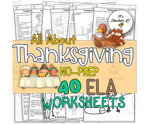 Thanksgiving No-Prep ELA Worksheet