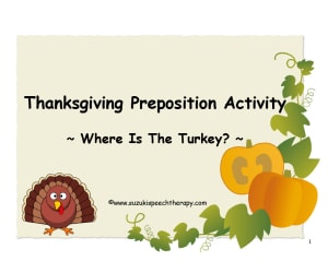 Thanksgiving Prepositions Activity