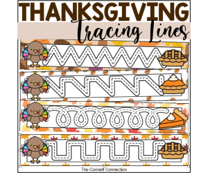 Thanksgiving Prewriting Tracing Lines with Turkeys