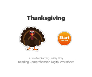 Thanksgiving Reading Comprehension Digital Worksheet