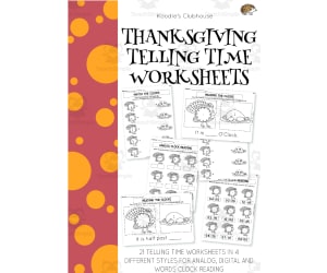 Thanksgiving Telling Time Worksheets