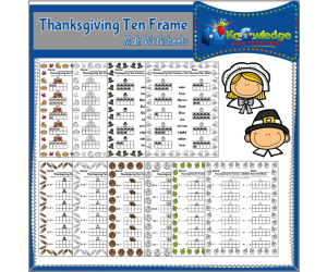 Thanksgiving Ten Frame Math Worksheets - EBOOK