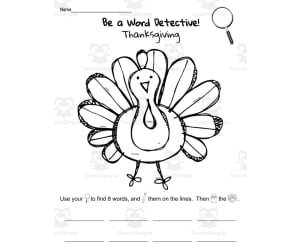 Thanksgiving Word Detective Printable