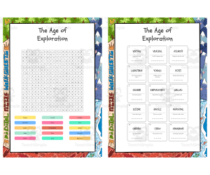 The Age of Exploration word search, scramble and crossword puzzle