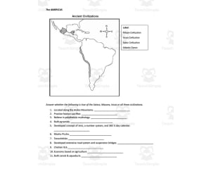 The Americas, Africa & Japan Mapping Worksheet
