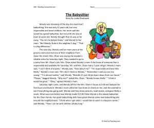 The Babysitter Reading Comprehension Worksheet
