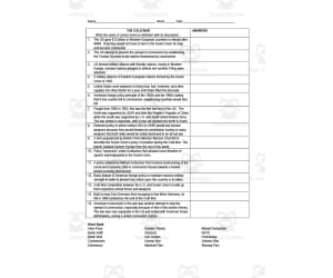 The Cold War Terms Worksheet