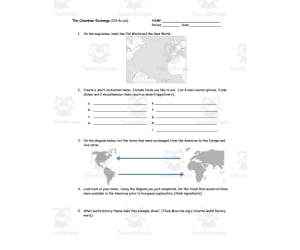 The Columbian Exchange Worksheet