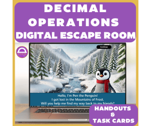The Decimal Operations Activity Digital Escape Room and Task Cards