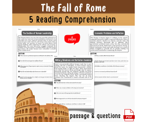 The Fall of Rome Reading Passages & Questions | Social Studies Workshe