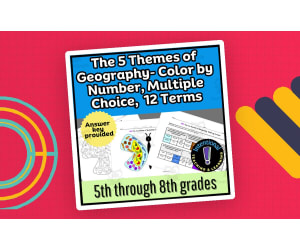 The Five Themes of Geography- Color by Number- 12 Terms