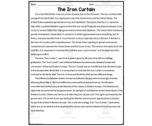The Iron Curtain Reading Packet