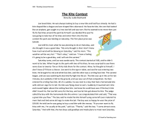 The Kite Contest Reading Comprehension Worksheet