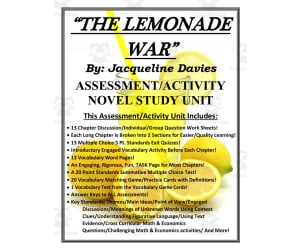 "The Lemonade War" Novel Study Unit