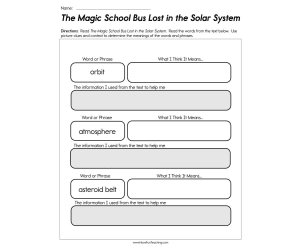 The Magic School Bus Lost in the Solar System Worksheet