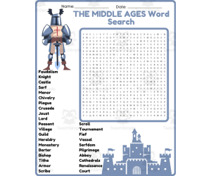 THE MIDDLE AGES Word Search Puzzle Worksheet Activity - Europe