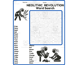 THE NEOLITHIC AGRICULTURAL REVOLUTION Word Search Puzzle Worksheet Act