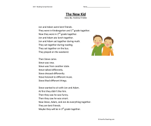 The New Kid Reading Comprehension Worksheet