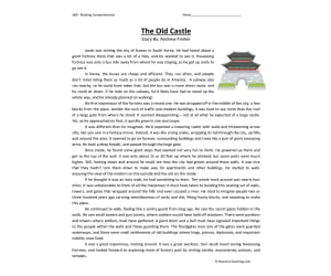 The Old Castle Reading Comprehension Worksheet