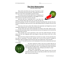 The Only Watermelon Reading Comprehension Worksheet