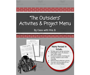 "The Outsiders" Activities + Project Menu