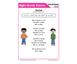 The Pack Pre-Primer Sight Words Reading Comprehension Worksheet