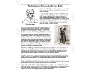 The Protestant Reformation Review Guide