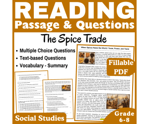 The Spice Trade: Social Studies Reading Passage (Fillable PDF)