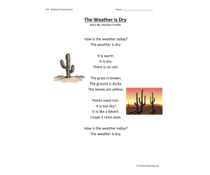 The Weather is Dry Reading Comprehension Worksheet