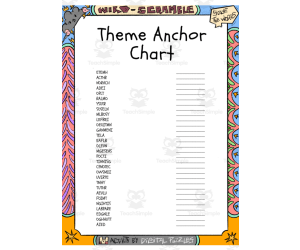 Theme Anchor Chart word Scramble puzzle worksheet