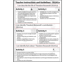 Theodore Roosevelt Interactive Notebook | SS1H1a, SS1H1b, SS1G1a, SS1CG1