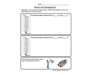 Thermometer Reading Worksheet