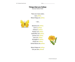 Things that are Yellow Reading Comprehension Worksheet