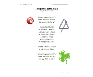 Things that come in 3s Reading Comprehension Worksheet