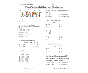 Third Grade Math Test Practice Worksheet
