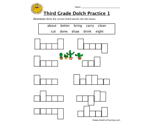 Third Grade Sight Words A to E Worksheet